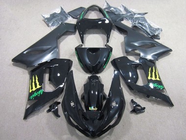Online Negro Brillante Amarillo Monstruo Carenados Moto Kawasaki ZX6R 2005-2006