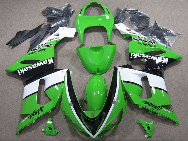 Online Verde Blanco Negro Carenado Moto Kawasaki ZX6R 2005-2006