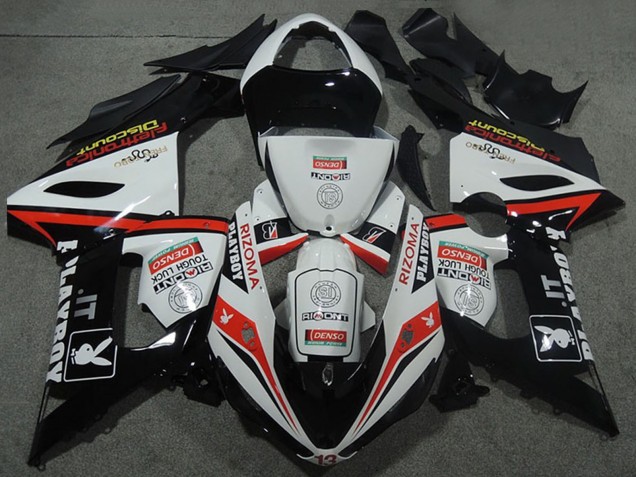 Online Blanco Negro Rojo Rizoma Playboy Carenado Moto Kawasaki ZX6R 2005-2006