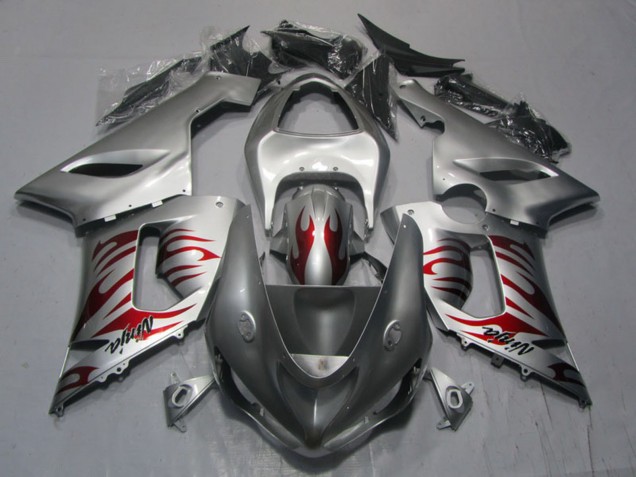 Online Plata Rojo Llama Ninja Carenado Moto Kawasaki ZX6R 2005-2006