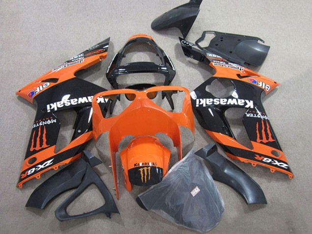 Online Naranja Negro Monstruo Carenado Moto Kawasaki ZX6R 2003-2004