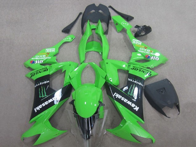 Online Verde Negro Monstruo Energy Elf Dunlop Carenado Moto Kawasaki ZX10R 2008-2010