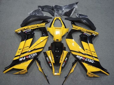 Online Amarillo Negro Brillante Delt Fin Carenado Moto Kawasaki ZX10R 2011-2015