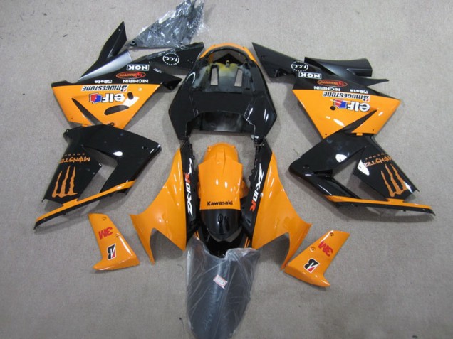 Online Naranja Negro Brillante 3M Monstruo Carenado Moto Kawasaki ZX10R 2004-2005