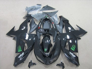 Online Negro Brillante Verde Monstruo Carenado Moto Kawasaki ZX10R 2006-2007