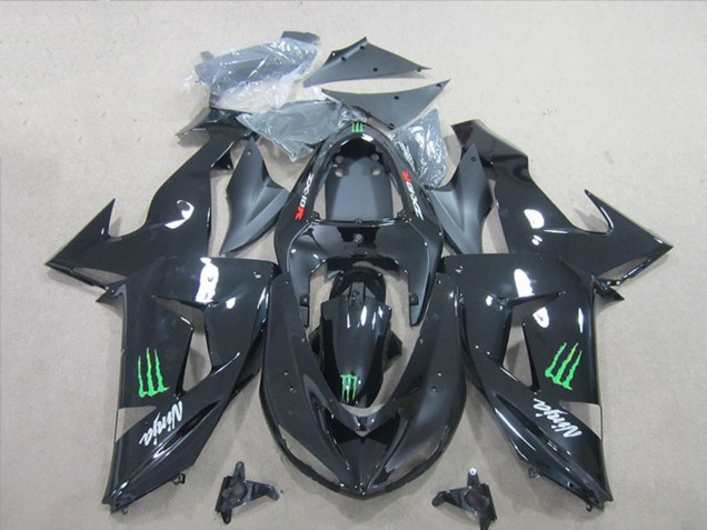 Online Negro Brillante Verde Monstruo Carenado Moto Kawasaki ZX10R 2006-2007