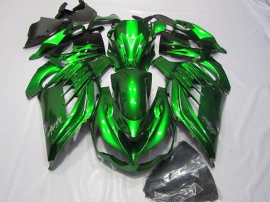 Online Carenados Moto Kawasaki ZX14R ZZR1400 2012-2024 - Verde Negro Brillante Plata Ninja