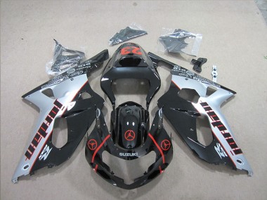 Online Plata Negro Brillante Rojo Jordan 23 Carenado Moto Suzuki GSXR 600 2001-2003