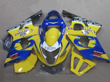 Online Amarillo Azul Blanco Negro Corona Extra Carenado Moto Suzuki GSXR 600 2004-2005
