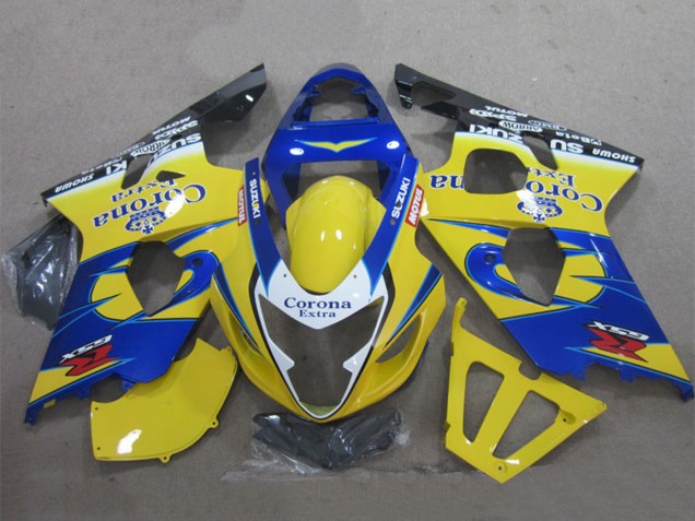 Online Amarillo Azul Blanco Negro Corona Extra Carenado Moto Suzuki GSXR 600 2004-2005