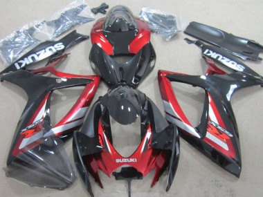 Online Negro Brillante Rojo Plata Carenado Moto Suzuki GSXR 600 2006-2007