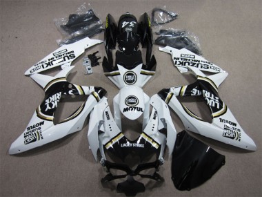 Online Blanco Negro Motul Lucky Strike Carenado Moto Suzuki GSXR 600 2008-2010
