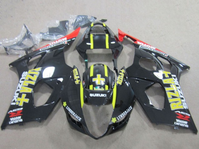 Online Negro Brillante Rojo Amarillo Rizla Carenado Moto Suzuki GSXR 1000 2003-2004