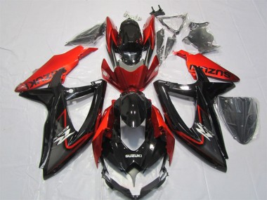 Online Negro Brillante Rojo Carenados Moto Suzuki GSXR 1000 2007-2008