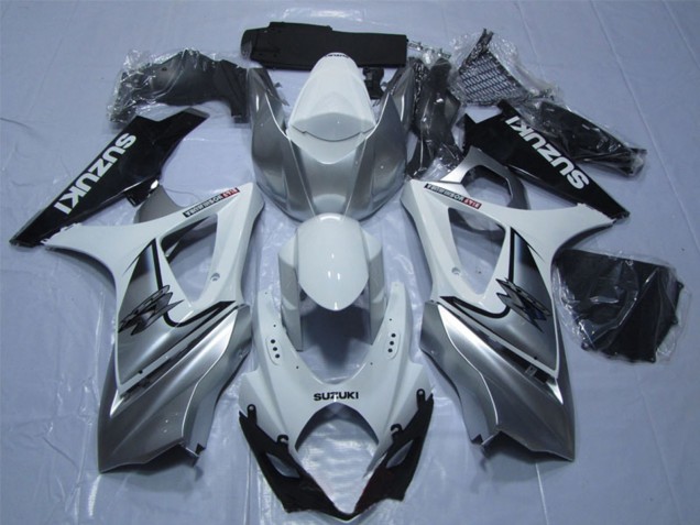 Online Blanco Plata Negro Carenados Moto Suzuki GSXR 1000 2007-2008