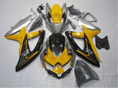 Online Amarillo Plata Negro Kits Carenados Moto Suzuki GSXR 1000 2007-2008