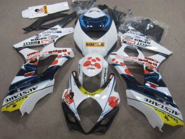 Online Blanco Rojo Azul Amarillo Dark Dog Carenado Moto Suzuki GSXR 1000 2007-2008