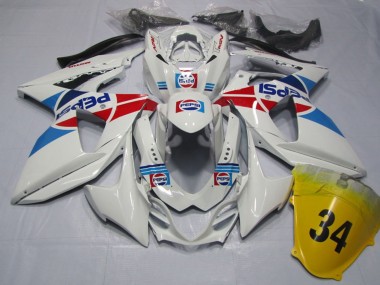 Online Blanco Azul Rojo Pepsi 34 Carenado Moto Suzuki GSXR 1000 2009-2016