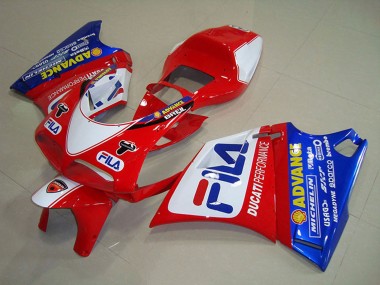 Online Blanco Rojo Azul Fila Carenado Moto Ducati 748 1993-2005
