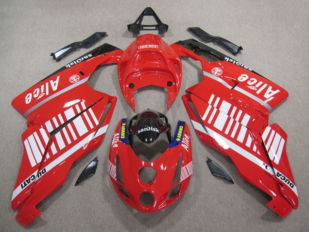 Online Rojo Blanco Negro Brillante Alice Sandisk Carenado Moto Ducati 749 999 2005-2006