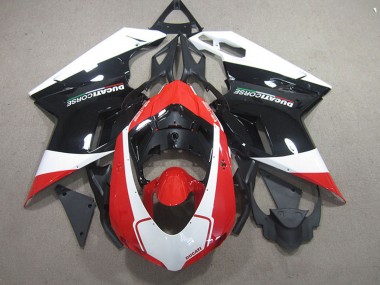 Online Blanco Rojo Negro Brillante Carenados Moto Ducati 848 1098 1198 2007-2014