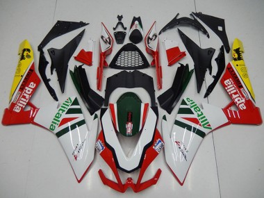 Online Blanco Rojo Verde Amarillo Negro Alitalia Carenado Moto Aprilia RSV4 1000 2009-2015