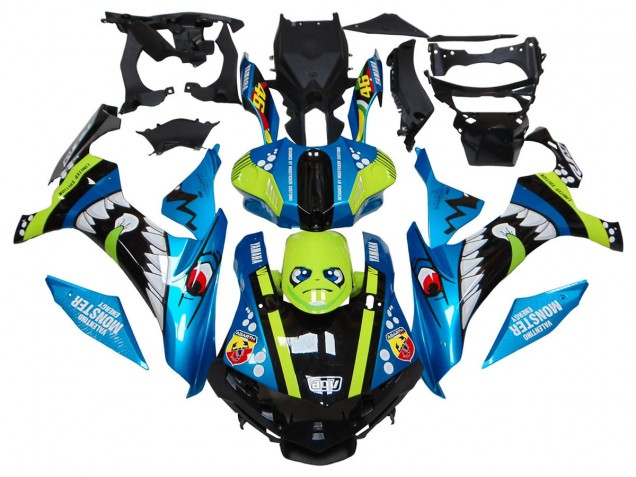 Online Azul Verde Negro Tiburón Carenado Moto Yamaha YZF R1 2015-2019