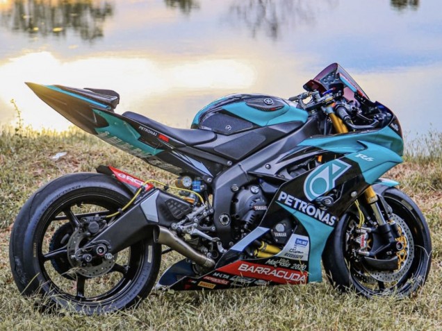 Online Verde Claro Blanco Negro Petronas Carenado Moto Yamaha YZF R6 2008-2016