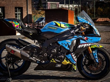 Online Azul Amarillo Tiburón Carenado Moto Yamaha YZF R1 2015-2019