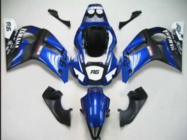 Online Azul Blanco Negro Mate Carenado Moto Yamaha YZF 600 R6 1998-2002