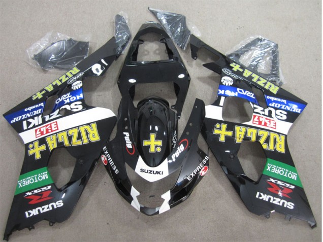 Negro Amarillo Rizla ABS Moto Plástico GSXR 600 K4 04-05 Negro Amarillo Rizla ABS Moto Plástico GSXR 600 K4 04-05