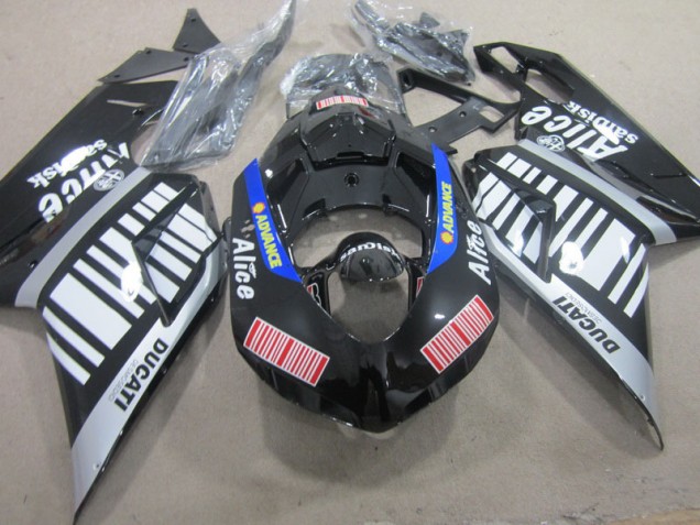 Negro Blanco Advance Alice Carenado Moto Ducati 1098 07-14 Negro Blanco Advance Alice Carenado Moto Ducati 1098 07-14