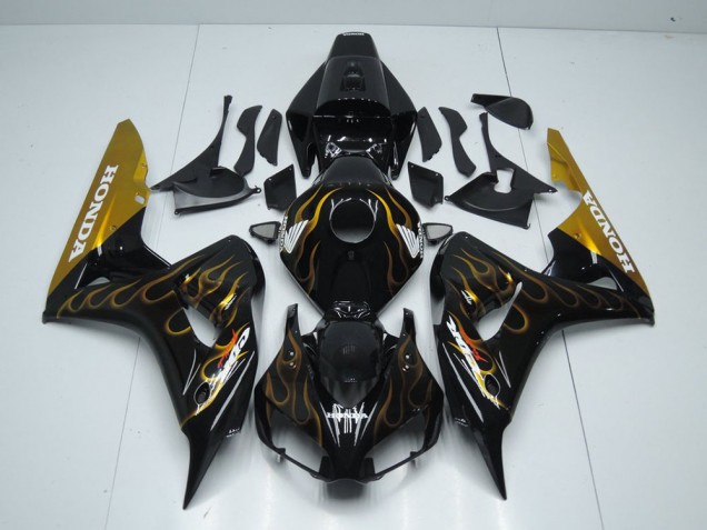 Negro Oro Llama Carenado Moto CBR 1000 RR 06-07 Negro Oro Llama Carenado Moto CBR 1000 RR 06-07