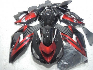 Negro Rojo Inyección Kits Carenado Moto ZX14R ZZR 1400 06-11