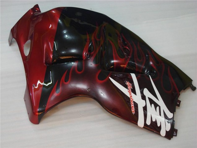 Negro Rojo Llama Carenado Moto GSXR 1300 Hayabusa 96-07 Negro Rojo Llama Carenado Moto GSXR 1300 Hayabusa 96-07
