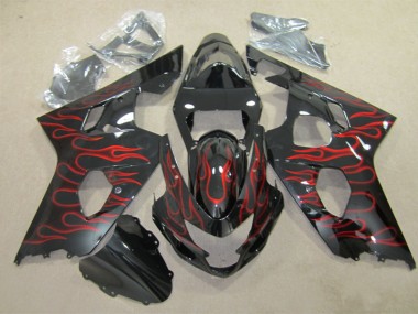 Negro Rojo Llama Carenado Moto GSXR 600 K4 04-05