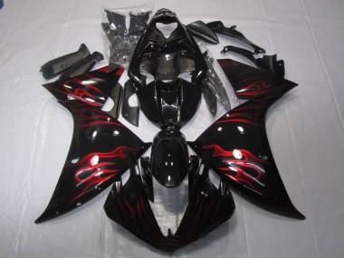 Negro Rojo Llama Carenado Moto R1 09-11