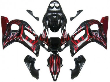 Negro Rojo Llama Carenado Moto R6 98-02