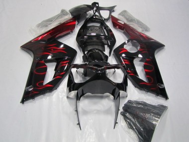 Negro Rojo Llama Carenado Moto ZX6R 03-04