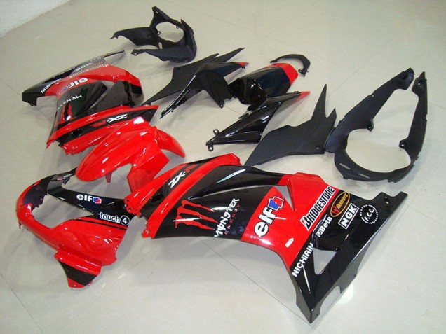 Negro Rojo Monster ABS Moto Plástica ZX 250R 08-12 Negro Rojo Monster ABS Moto Plástica ZX 250R 08-12