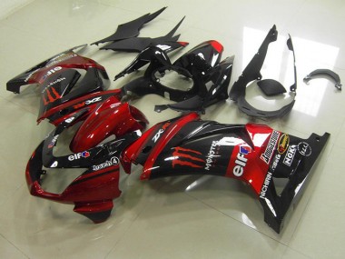 Negro Rojo Monster ABS Moto Plástico ZX 250R 08-12