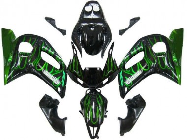Negro Verde Llama Carenado Moto R6 98-02