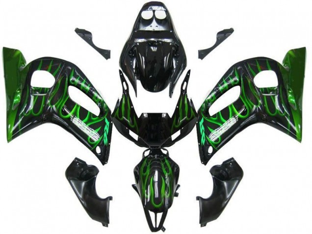 Negro Verde Llama Carenado Moto R6 98-02