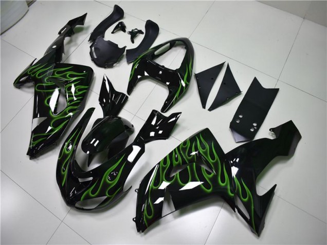 Negro Verde Llama Carenado Moto ZX10R 06-07