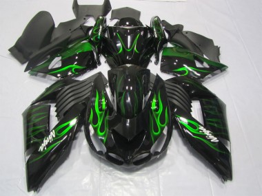Negro Verde Llama Ninja Carenado Moto ZX14R ZZR 1400 06-11