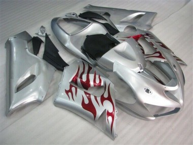 Plata Rojo Llamas Carenado Moto ZX6R 05-06