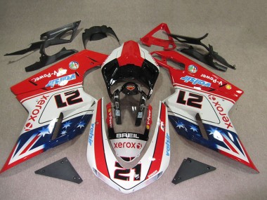 Rojo Blanco Breil Xerox 21 Carenado Moto Ducati 1098 07-14