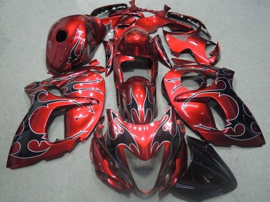 Rojo con Negro Llama Carenado Moto GSXR 1300 Hayabusa 96-07
