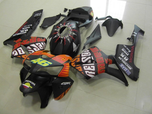 Rossi Negro Mate Carenado Moto CBR 600 RR 05-06 Rossi Negro Mate Carenado Moto CBR 600 RR 05-06