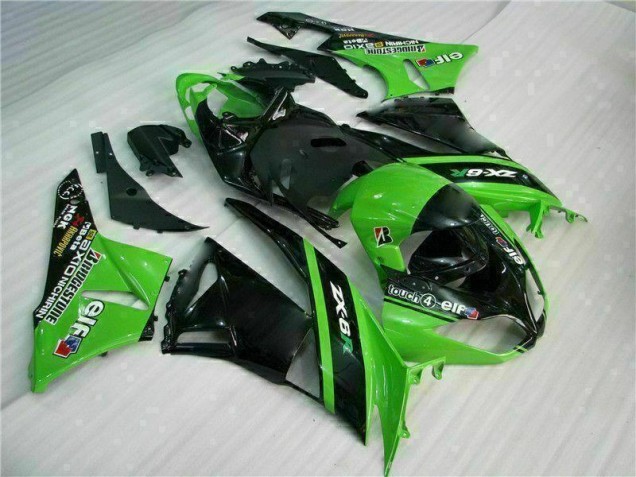 Verde Negro ABS Moto Plástico ZX6R 09-12 Verde Negro ABS Moto Plástico ZX6R 09-12